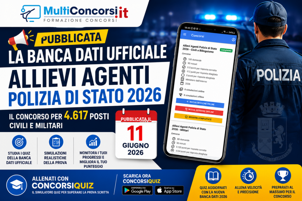 Simulatore Quiz Banca Dati Ufficiale Concorso Polizia Di Stato 2026