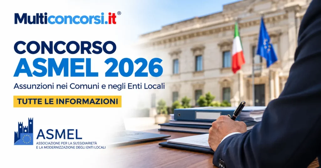 Candidature chiuse ASMEL 2026: assunzioni nei Comuni e negli Enti Locali, candidato che compila documenti davanti a un palazzo comunale