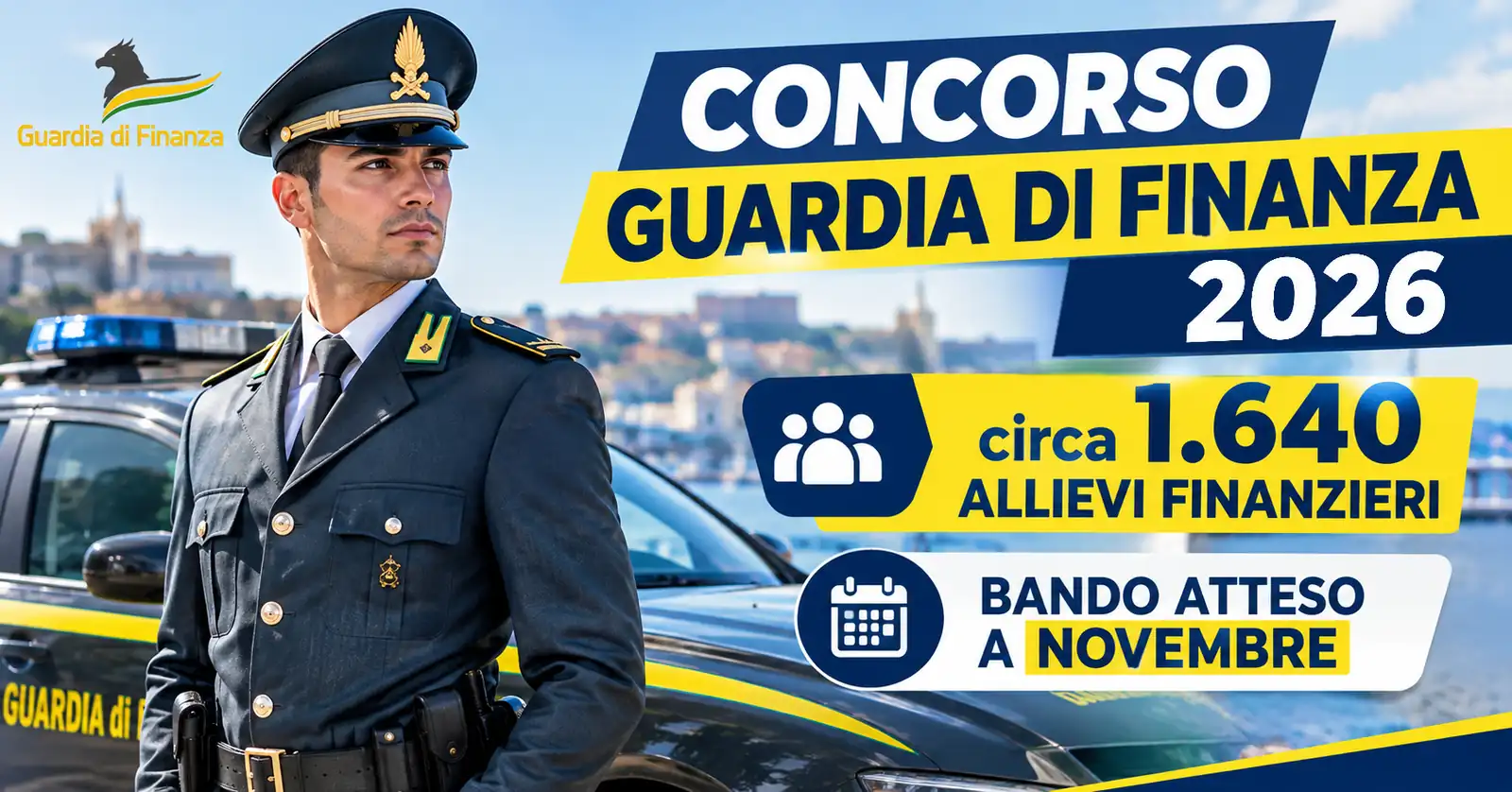 Finanziere in uniforme: concorso Guardia di Finanza 2026, circa 1.640 Allievi Finanzieri, bando atteso a novembre