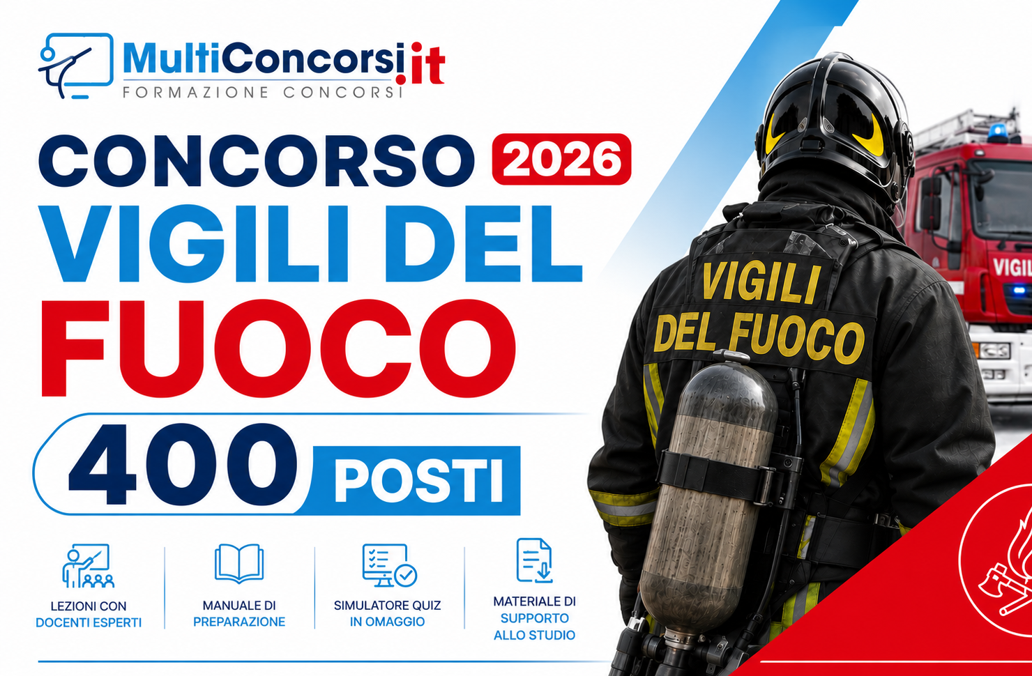 Preselettiva Vigili del Fuoco 2026: date e sede della prova per 400 posti
